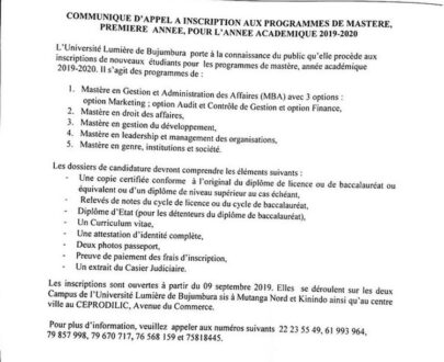 Buy degree from Université Lumière de Bujumbura