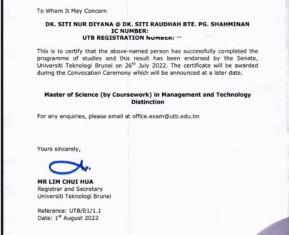 buy degree from the Universiti Teknologi Brunei