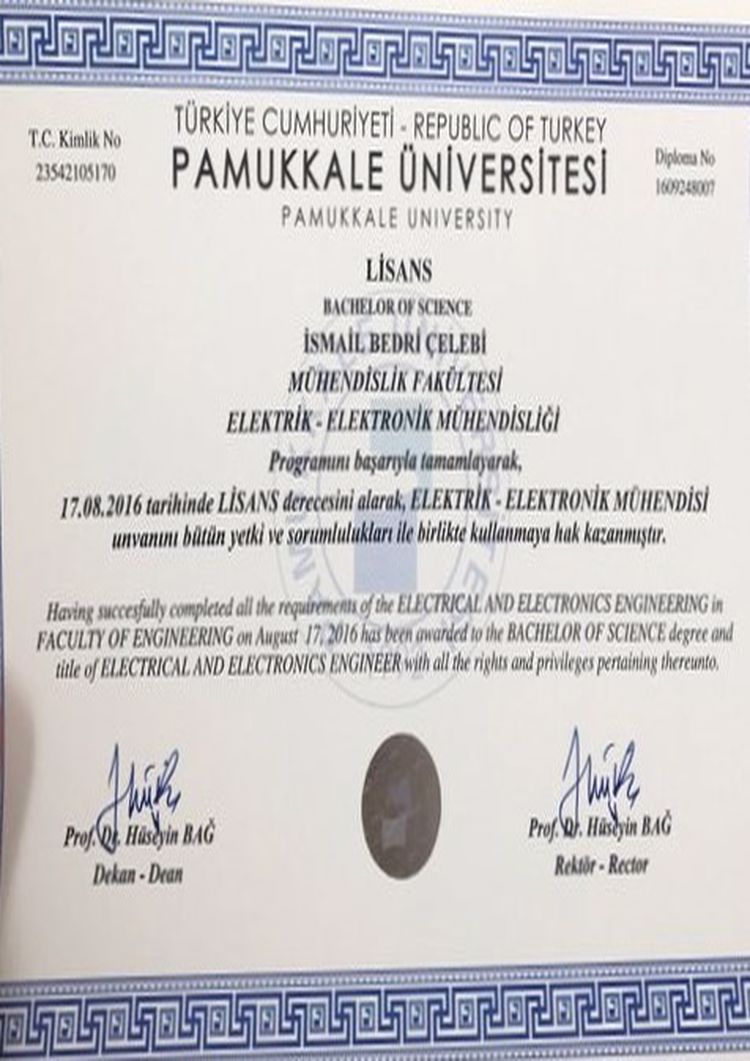 Buy college degree from the Pamukkale Üniversitesi