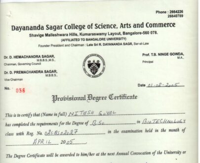 Buy college degree from The Dayananda Sagar University